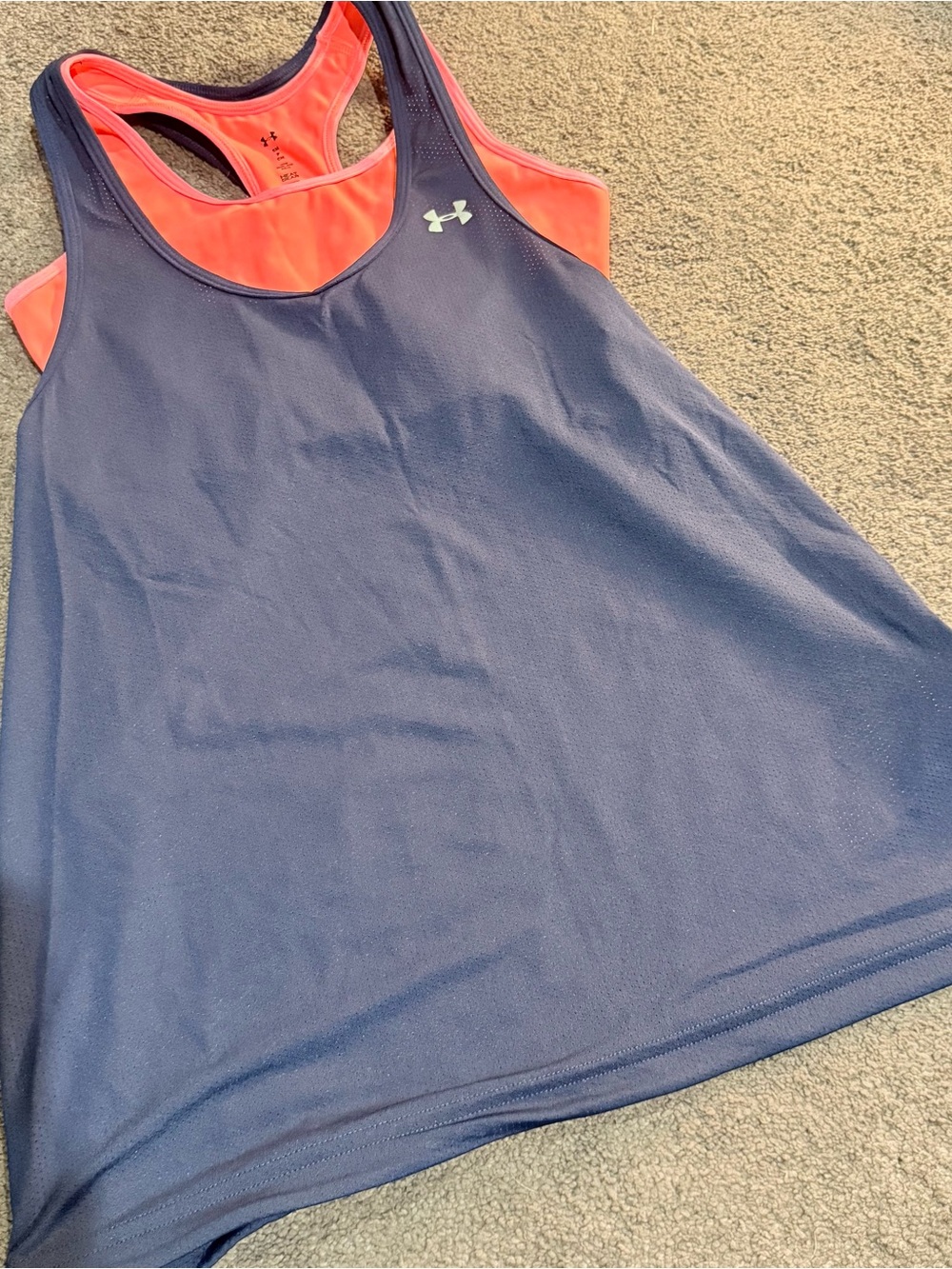 Under Armour Navy Tank with Coral Sports Bra attached - NWT